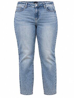 Talbots Avalon Wash Rhinestone Embellished Slim Ankle Jeans Size 16